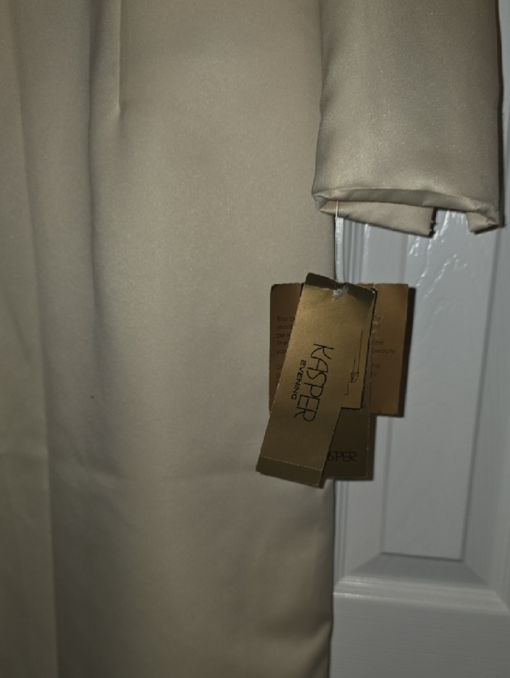 Kasper Cream Satin Two-Piece Dress with Jeweled Jacket - Picture 3 of 9